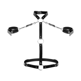 Шкіряна жіноча портупея з наручниками Art of Sex - Ursula чорна XS-2XL - фото