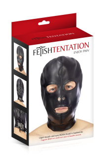 Капюшон для БДСМ з відкритими очима і ротом Fetish Tentation Open mouth and eyes BDSM hood - - фото №3
