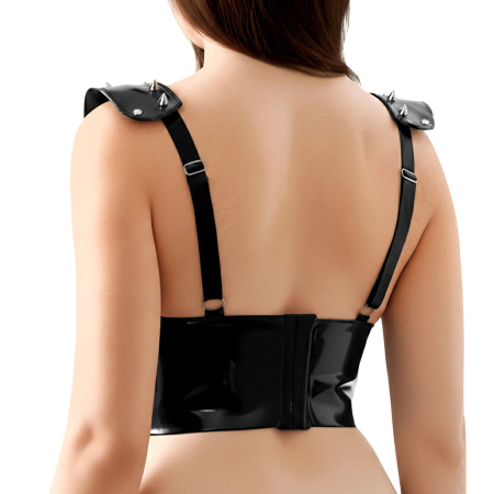 Лакований вініловий ліф з шипами Art of Sex - Mistress, чорний, розмір M - фото №2