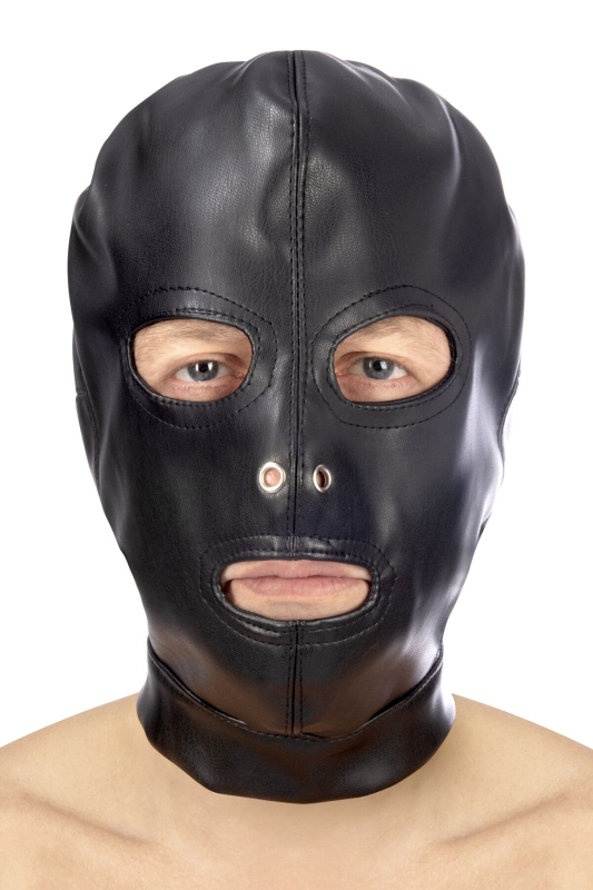 Капюшон для БДСМ з відкритими очима і ротом Fetish Tentation Open mouth and eyes BDSM hood - фото