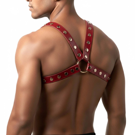 Чоловіча портупея Art of Sex - Spartacus, екошкіра, колір червоний, розмір L-2XL - фото №2