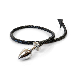 Металева анальна пробка S з диявольським хвостом Art of Sex - Succubus, екошкіра, чорний - фото