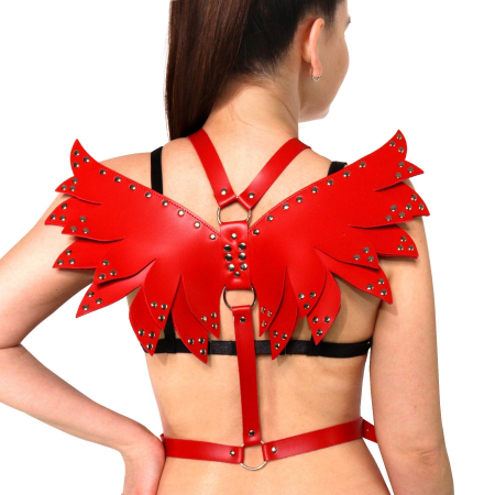 Жіноча портупея Art of Sex - Wings червона L-2XL, екошкіра - фото №3