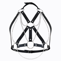 Портупея жіноча Art of Sex - Aiden Leather harness, Чорна L-2XL - фото