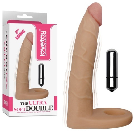 Насадка для подвійного проникнення із вібрацією The Ultra Soft Double Vibrating 7" - фото