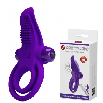 Ерекційне кільце з вібрацією Pretty Love Vibro Penis Ring Purple - фото