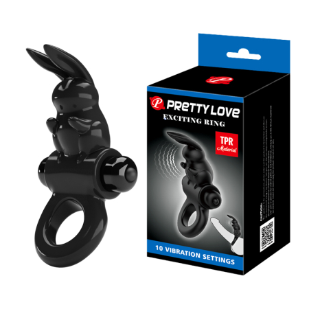 Ерекційне кільце з вібрацією Pretty Love Exciting Ring Black - фото
