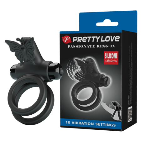 Ерекційне кільце з вібрацією Pretty Love Passionate Ring IX Black - фото