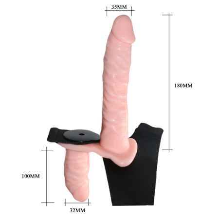 Страпон із вібрацією Ultra Passionate Harness Doble Heads Flesh Vibrating - фото №2