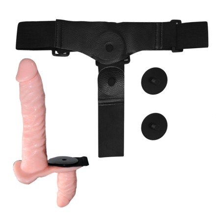 Страпон із вібрацією Ultra Passionate Harness Doble Heads Flesh Vibrating - фото №5