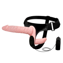 Страпон с вибрацией Ultra Passionate Harness Doble Heads Flesh Vibrating - №8