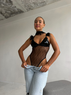 Сітчасте боді з пір’ям D&A, XL - - фото №3