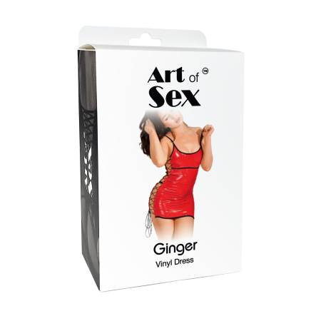 Сексуальна лакована сукня на шнурівці Art of Sex - Ginger червона L-2XL - фото №3