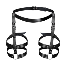 Шкіряні гартери Art of Sex - Melani Leather garters, Чорні L-2XL - фото