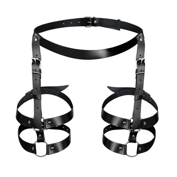 Шкіряні гартери Art of Sex - Melani Leather garters, Чорні L-2XL 