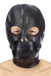 Капюшон з кляпом для БДСМ Fetish Tentation BDSM hood in leatherette with removable gag - фото
