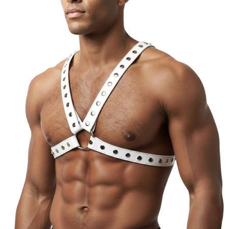 Чоловіча портупея Art of Sex - Spartacus, екошкіра, колір білий, розмір L-2XL - фото