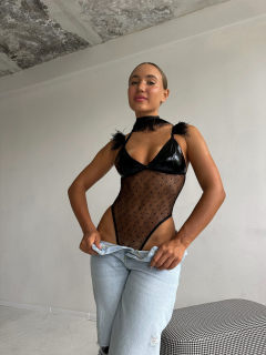 Сітчасте боді з пір’ям D&A, L - - фото №3