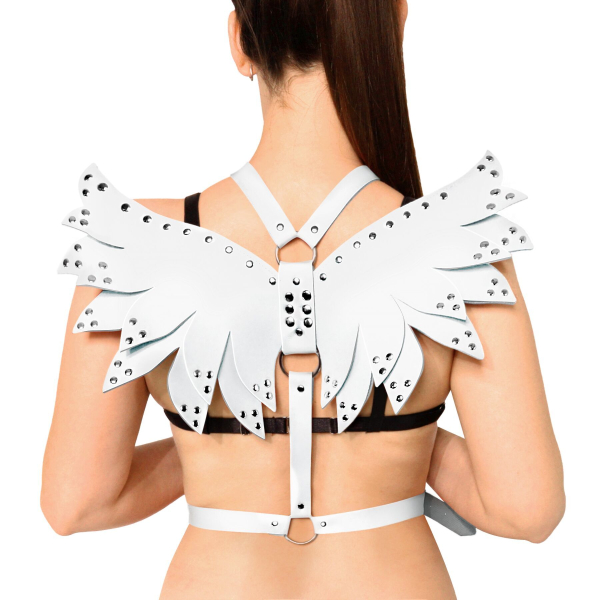 Жіноча портупея Art of Sex - Wings біла L-2XL, екошкіра - фото