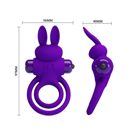 Ерекційне кільце з вібрацією Pretty Love Vibro Penis Ring Bunny IIII Purple - фото №4