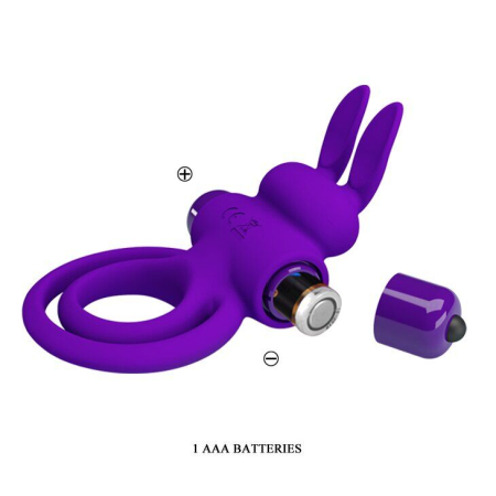 Ерекційне кільце з вібрацією Pretty Love Vibro Penis Ring Bunny IIII Purple - фото №6