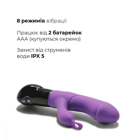 Вібратор-кролик Adrien Lastic Ares з петелькою для пальця, 8 режимів роботи - фото №6