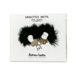 Наручники металеві Adrien Lastic Handcuffs Black з чорною пухнастою обробкою - - фото №4