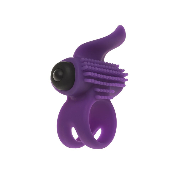 Ерекційне віброкільце Adrien Lastic Bullet Lastic Ring з язичком і щіточкою для стимуляції клітора - фото