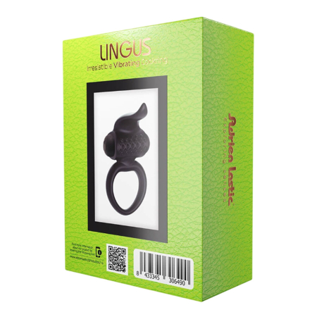 Ерекційне віброкільце Adrien Lastic Lingus Black з язичком і щіточкою для стимуляції клітора - фото №7