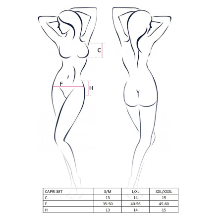 Комплект білизни під латекс Passion CAPRI SET L/XL, black, міні-бікіні, стрінги, пояс для панчох - фото №3