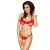 Комплект білизни Passion COCTAIL BIKINI XXL/XXXL, red, ліф з бантиками, стрінги-ниточки - фото