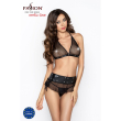 Комплект білизни Passion EXPRESSION SET S/M, black, ліф сітчастий, спідничка і стрінги - фото №2