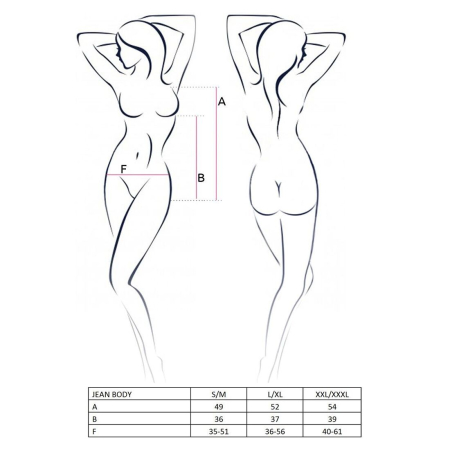 Боді монокіні під латекс Passion JEAN BODY XXL/XXXL, black №2