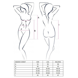 Корсет-сорочка з пажами Passion MADDIE CORSET XXL/XXXL, black, трусики - - фото №3