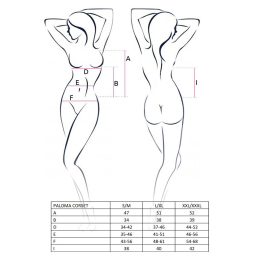 Корсет-сорочка з пажами Passion PALOMA CORSET L/XL, white, трусики, напівпрозорий - - фото №3