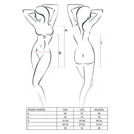 Сорочка приталена з чашечками WILMA CHEMISE white L/XL - Passion, трусики - фото №3