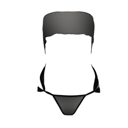 Комплект білизни Passion AMORE SET black, стрінги і ліф у вигляді подарункової стрічки з бантом - - фото №3