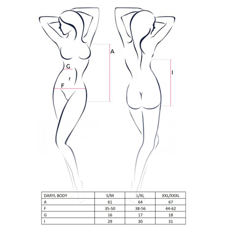 Боді з дуже глибоким декольте Passion DARYL BODY XXL/XXXL, black - фото №7