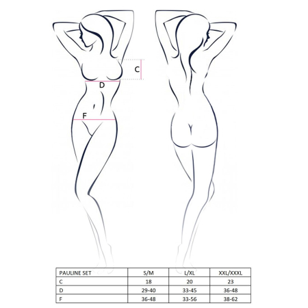 Комплект білизни Passion PAULINE SET XXL/XXXL, black, стрепи, ліф, стрінги і пояс для панчох №7