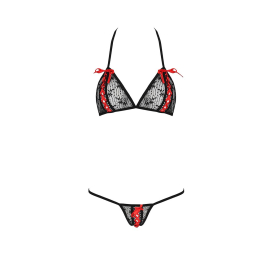 Комплект білизни Passion MELISSA BIKINI L/XL, black, ліф зі шнурівкою і трусики стрінги - - фото №5