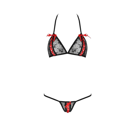 Комплект білизни Passion MELISSA BIKINI L/XL, black, ліф зі шнурівкою і трусики стрінги - фото №5
