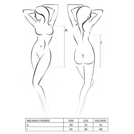 Сорочка прозора бебі дол Passion MELANIA CHEMISE S/M, black, трусики, на тонких бретелях - фото №5