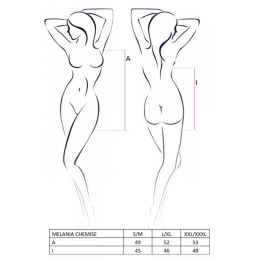 Сорочка прозора бебі-дол Passion MELANIA CHEMISE XXL/XXXL, black, трусики, на тонких бретелях - - фото №5