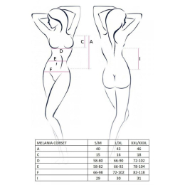Корсет з пажами Passion MELANIA CORSET L/XL, black, трусики, напівпрозорий - - фото №7