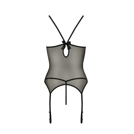 Корсет з пажами Passion MELANIA CORSET XXL/XXXL, black, трусики, напівпрозорий - фото №6