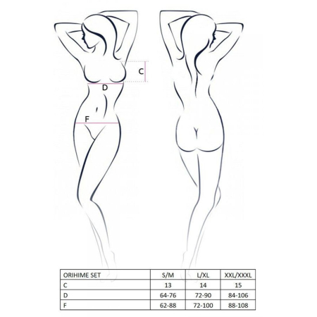 Комплект білизни Passion ORIHIME SET L/XL, white, стрепи, ліф і трусики №5