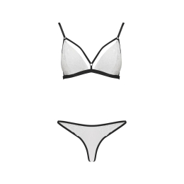 Комплект білизни Passion ORIHIME SET S/M, white, стрепи, ліф і трусики - - фото №3