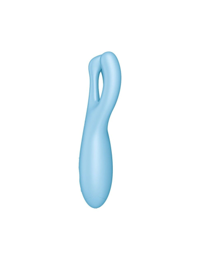 Кліторальний смарт вібратор Satisfyer Threesome 4 Blue з трьома пальчиками - фото №3