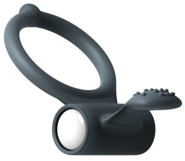 Ерекційне кільце Dorcel Power Clit Black V2 з вібрацією та язичком з щіточкою - фото