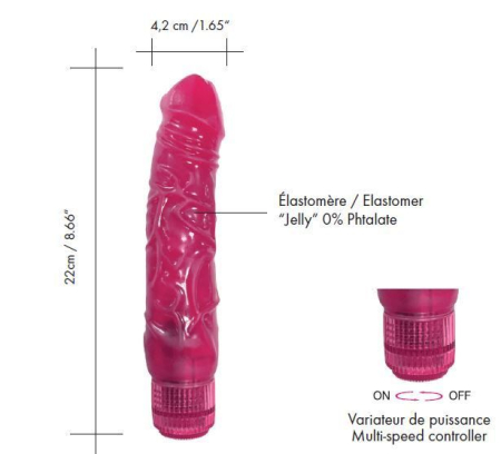 Фалоімітатор вібратор Dorcel Jelly Boy, діаметр 4,2см ТПЕ, плавне регулювання потужності вібрації - фото №2